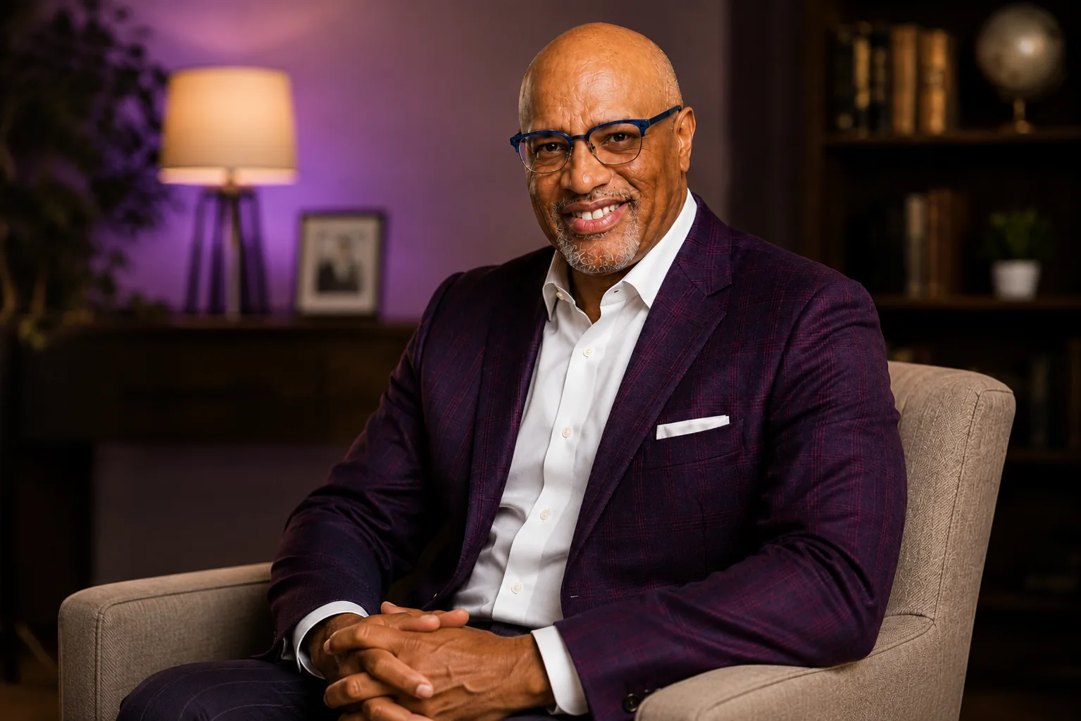 Dr. Nosakhere Thomas seated confidently in a professional office